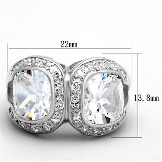 LOS698 - Silver 925 Sterling Silver Ring with AAA Grade CZ in Clear - Alamode - Flyclothing LLC