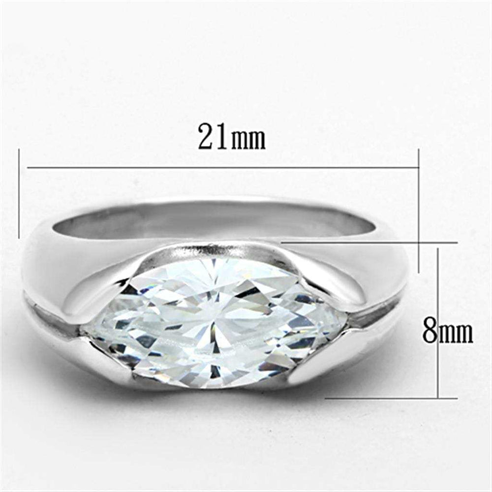 LOS704 - Silver 925 Sterling Silver Ring with AAA Grade CZ in Clear - Alamode - Flyclothing LLC