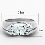 LOS704 - Silver 925 Sterling Silver Ring with AAA Grade CZ in Clear - Alamode - Flyclothing LLC