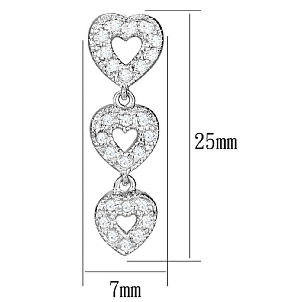 LOS722 - Rhodium 925 Sterling Silver Earrings with AAA Grade CZ in Clear - Alamode - Flyclothing LLC