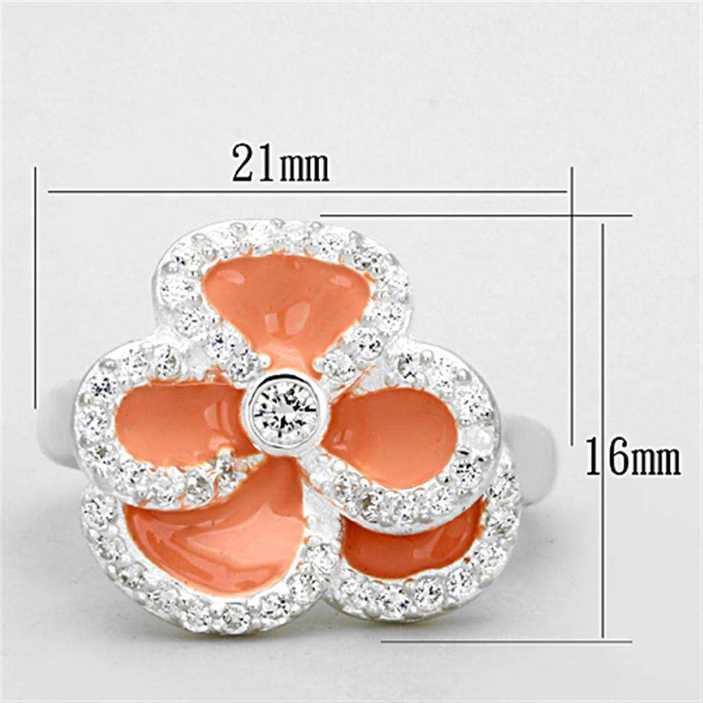 LOS725 - Silver 925 Sterling Silver Ring with AAA Grade CZ in Clear - Alamode - Flyclothing LLC