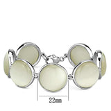 LOS762 - High-Polished 925 Sterling Silver Bracelet with Synthetic Cat Eye in White - Alamode - Flyclothing LLC
