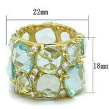 LOS766 - Gold 925 Sterling Silver Ring with Synthetic Synthetic Glass in Sea Blue - Alamode - Flyclothing LLC
