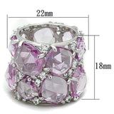 LOS768 - Rhodium 925 Sterling Silver Ring with Synthetic Corundum in Light Rose - Alamode - Flyclothing LLC