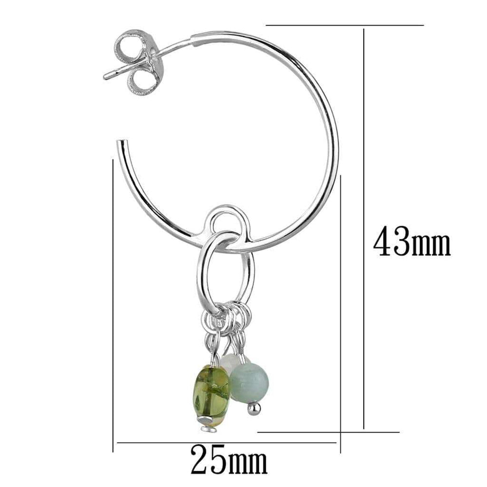 LOS788 - Silver 925 Sterling Silver Earrings with Synthetic Glass Bead in Multi Color - Alamode - Flyclothing LLC