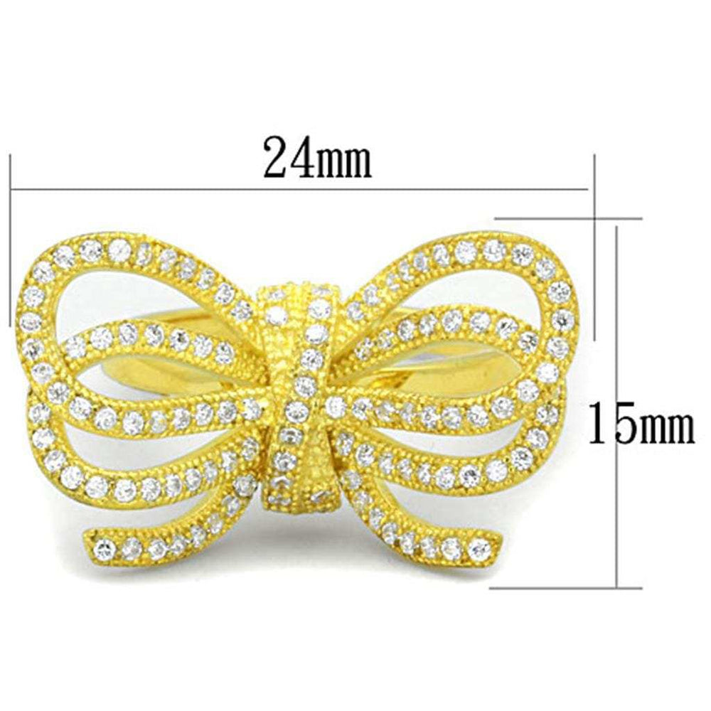 LOS809 - Gold 925 Sterling Silver Ring with AAA Grade CZ in Clear - Alamode - Flyclothing LLC