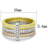 LOS811 - Rhodium + Gold + Rose Gold 925 Sterling Silver Ring with AAA Grade CZ in Clear - Alamode - Flyclothing LLC
