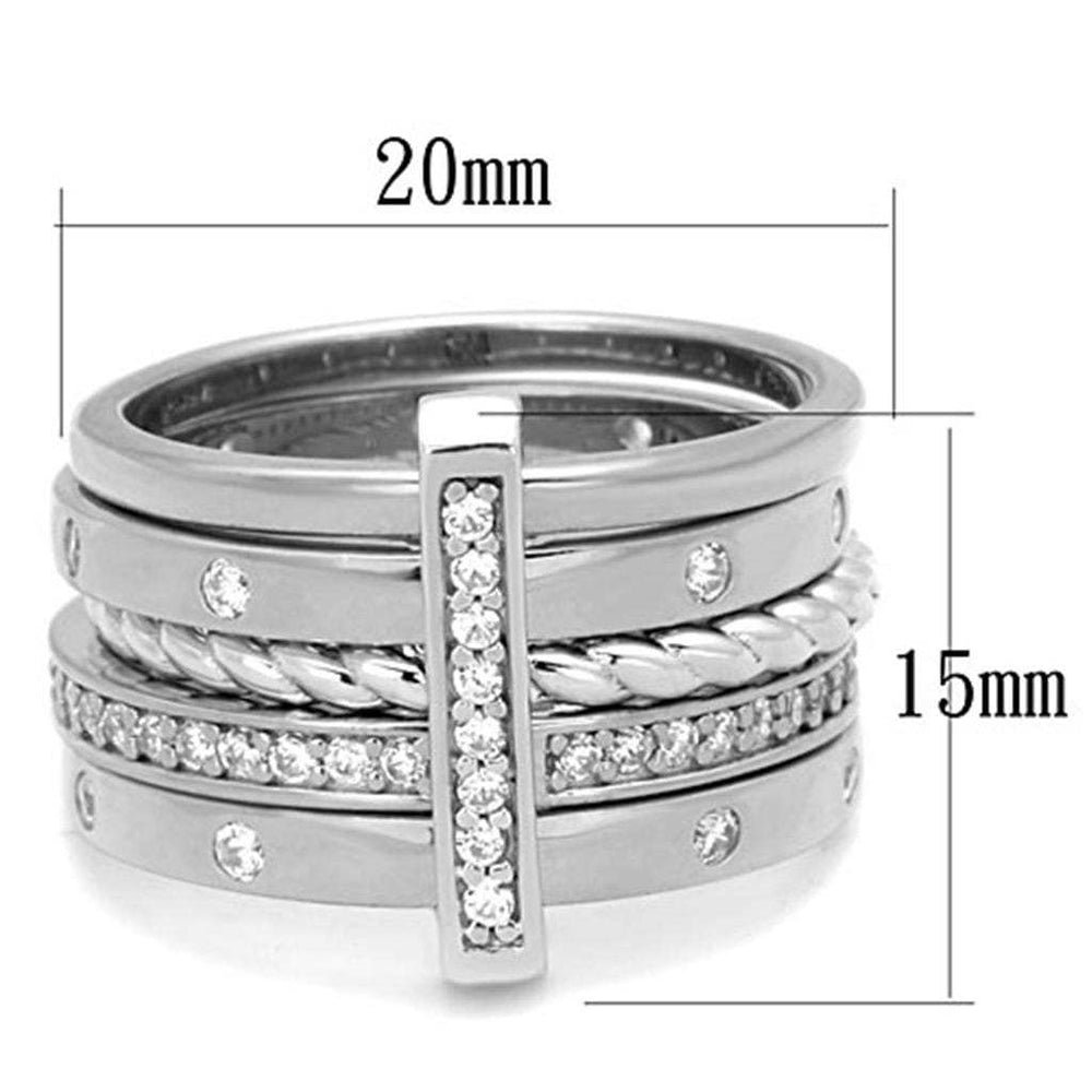 LOS814 - Rhodium 925 Sterling Silver Ring with AAA Grade CZ in Clear - Alamode - Flyclothing LLC