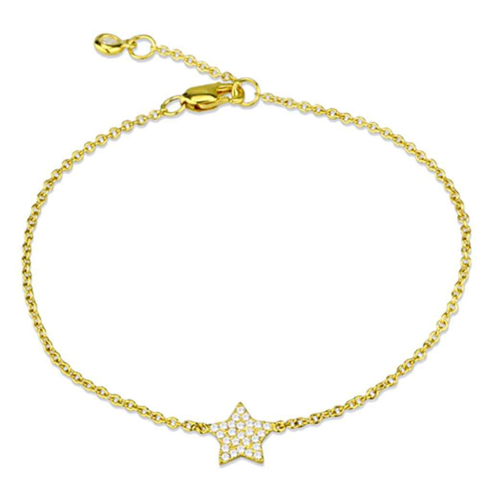 LOS816 - Gold 925 Sterling Silver Bracelet with AAA Grade CZ in Clear - Alamode - Flyclothing LLC