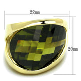 LOS819 - Gold 925 Sterling Silver Ring with AAA Grade CZ in Olivine color - Alamode - Flyclothing LLC