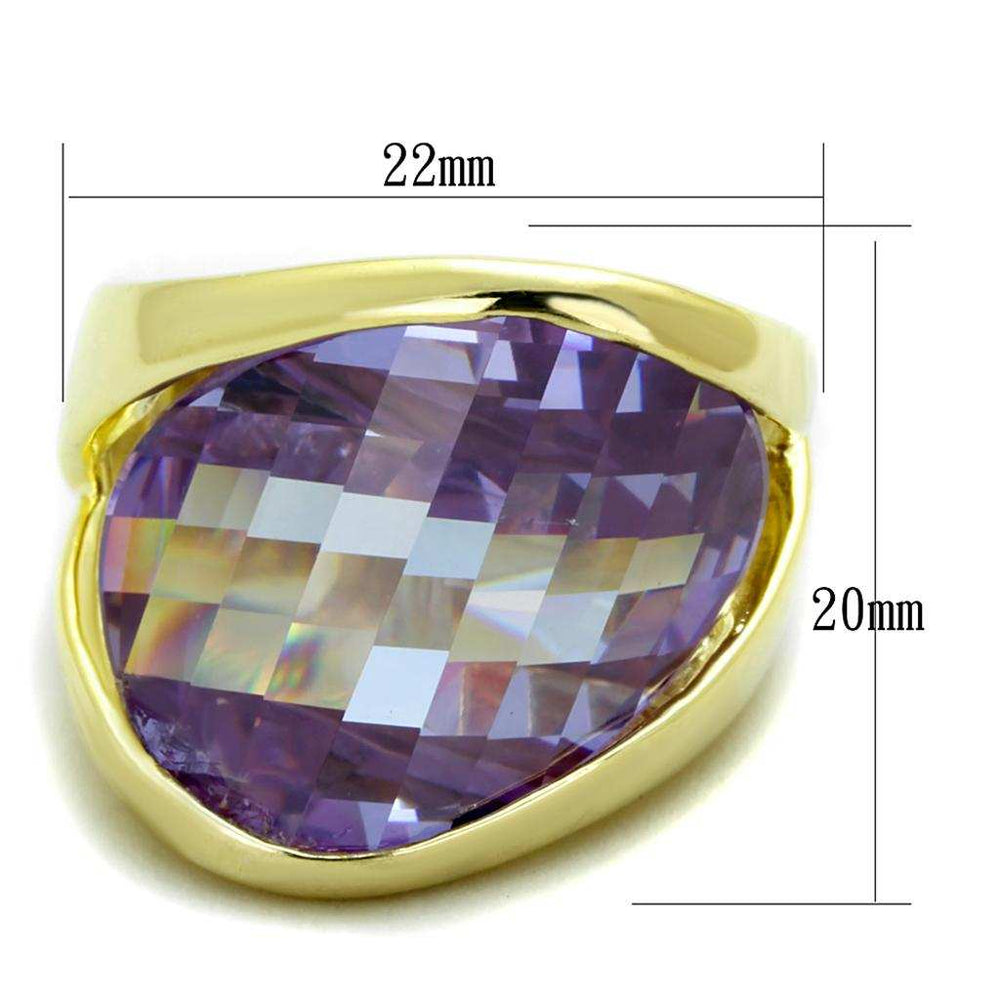 LOS822 - Gold 925 Sterling Silver Ring with AAA Grade CZ in Amethyst - Alamode - Flyclothing LLC