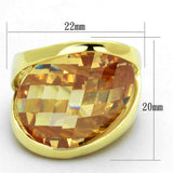 LOS824 - Gold 925 Sterling Silver Ring with AAA Grade CZ in Champagne - Alamode - Flyclothing LLC
