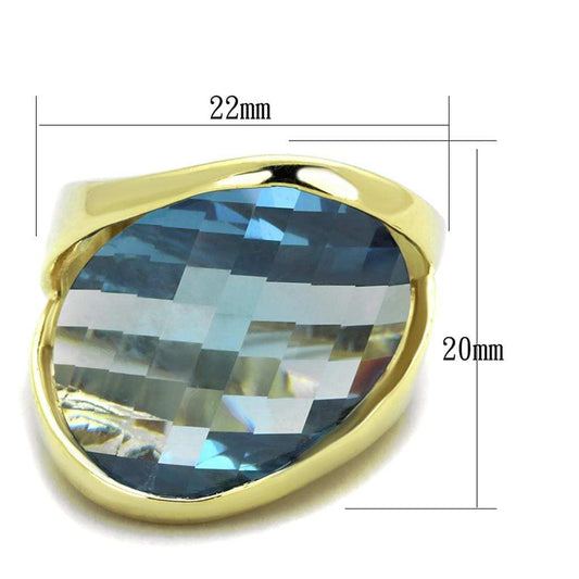 LOS826 - Gold 925 Sterling Silver Ring with Synthetic Synthetic Glass in Sea Blue - Alamode - Flyclothing LLC