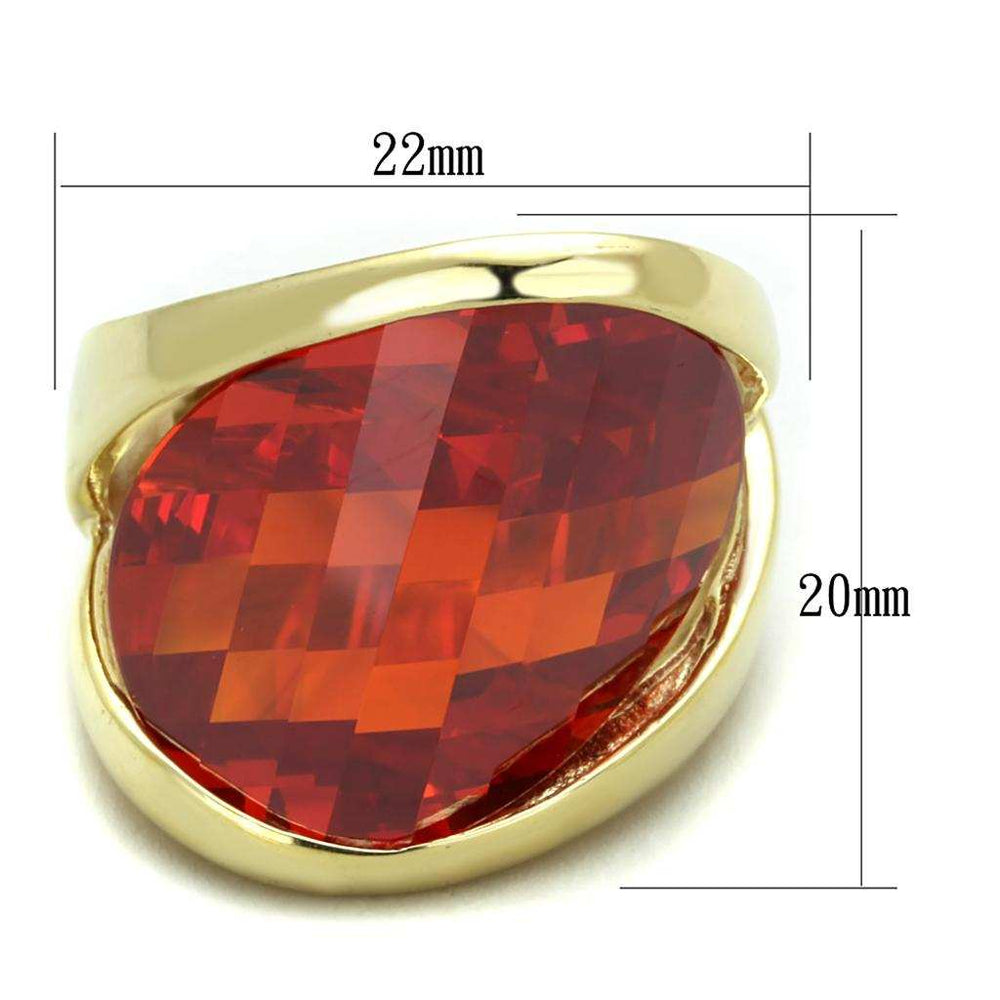 LOS828 - Gold 925 Sterling Silver Ring with AAA Grade CZ in Orange - Alamode - Flyclothing LLC