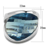 LOS831 - Rhodium 925 Sterling Silver Ring with Synthetic Synthetic Glass in Sea Blue - Alamode - Flyclothing LLC