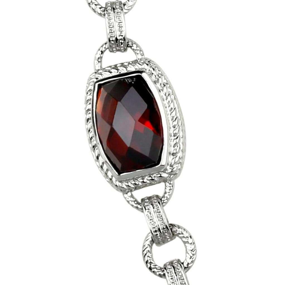 LOS877 - Rhodium 925 Sterling Silver Necklace with AAA Grade CZ in Garnet - Alamode - Flyclothing LLC