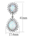 LOS879 - Rhodium 925 Sterling Silver Earrings with Semi-Precious Opal in Aurora Borealis (Rainbow Effect) - Alamode - Flyclothing LLC