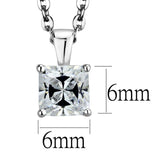 LOS893 - Rhodium 925 Sterling Silver Chain Pendant with AAA Grade CZ in Clear - Alamode - Flyclothing LLC