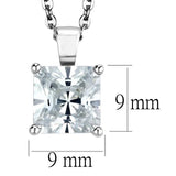 LOS895 - Rhodium 925 Sterling Silver Chain Pendant with AAA Grade CZ in Clear - Alamode - Flyclothing LLC