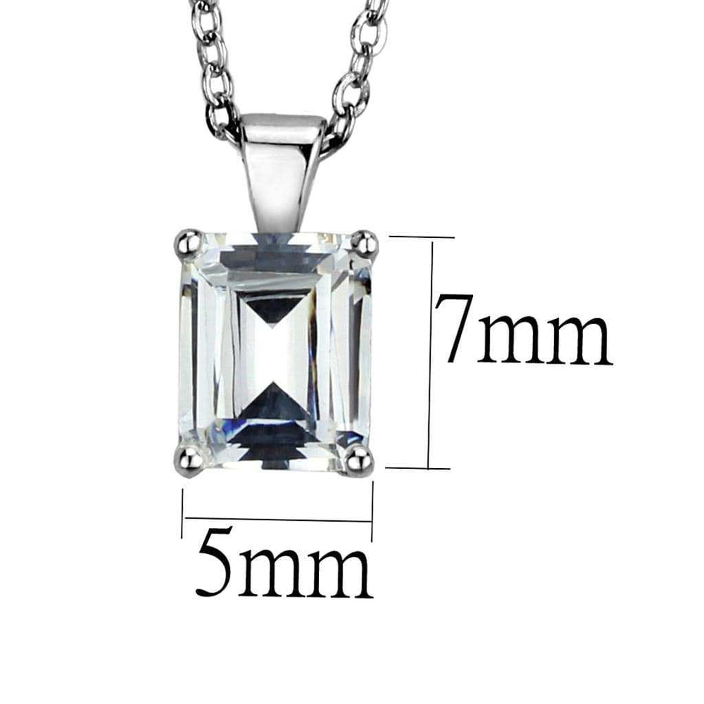 LOS896 - Rhodium 925 Sterling Silver Chain Pendant with AAA Grade CZ in Clear - Alamode - Flyclothing LLC