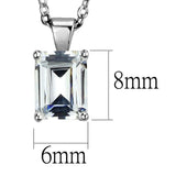 LOS897 - Rhodium 925 Sterling Silver Chain Pendant with AAA Grade CZ in Clear - Alamode - Flyclothing LLC