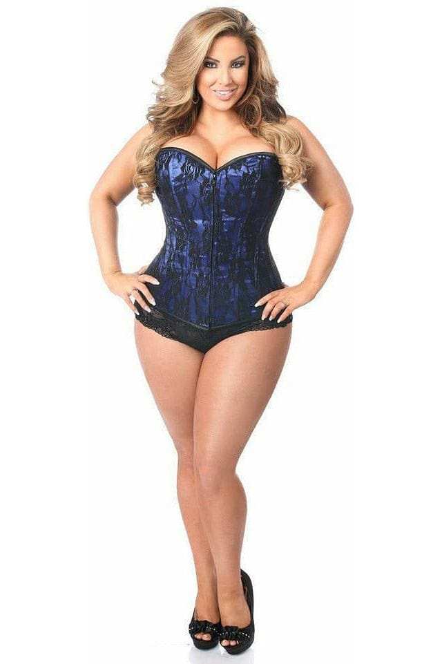 Daisy Corsets Lavish Blue Lace Front Zipper Corset - Daisy Corsets - Flyclothing LLC