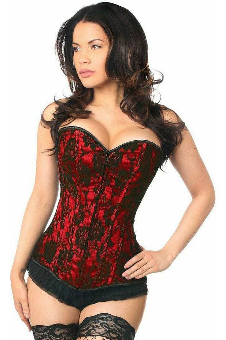 Daisy Corsets Lavish Red Lace Front Zipper Corset - Daisy Corsets - Flyclothing LLC