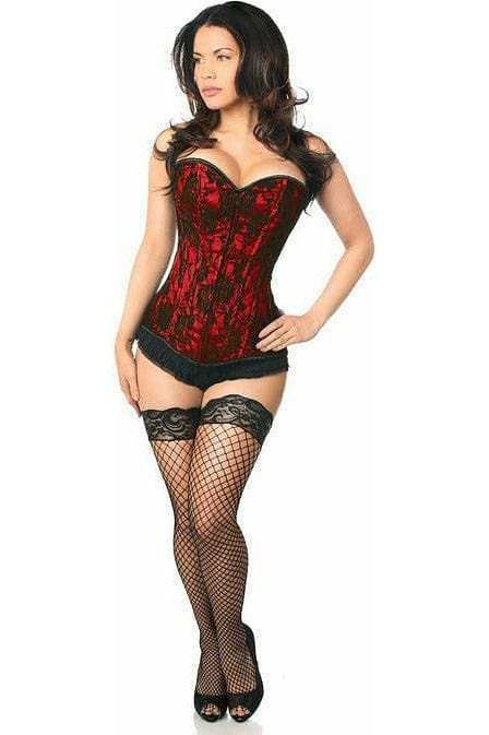 Daisy Corsets Lavish Red Lace Front Zipper Corset - Daisy Corsets - Flyclothing LLC