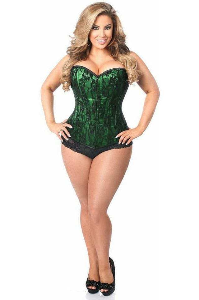 Daisy Corsets Lavish Green Lace Front Zipper Corset - Daisy Corsets - Flyclothing LLC