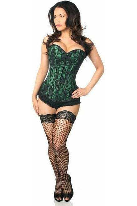 Daisy Corsets Lavish Green Lace Front Zipper Corset - Daisy Corsets - Flyclothing LLC