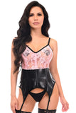 Daisy Corsets Lavish Black/Pink Wet Look & Lace Bustier Corset w/Garters - Daisy Corsets - Flyclothing LLC