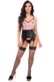 Daisy Corsets Lavish Black/Pink Wet Look & Lace Bustier Corset w/Garters - Daisy Corsets - Flyclothing LLC