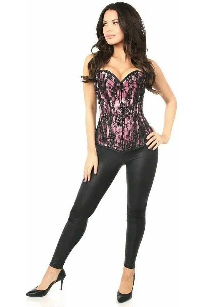 Daisy Corsets Lavish Pink Lace Front Zipper Corset - Daisy Corsets - Flyclothing LLC