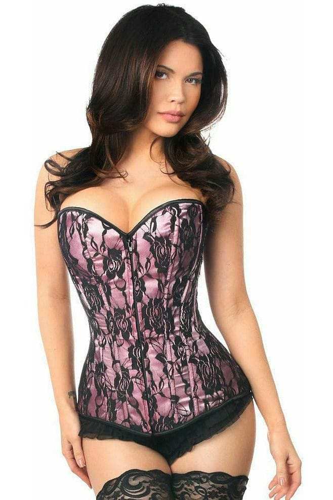 Daisy Corsets Lavish Pink Lace Front Zipper Corset - Daisy Corsets - Flyclothing LLC