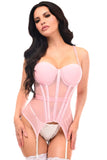 Daisy Corsets Lavish Lt Pink Mesh Underwire Bustier Corset w/Garters - Daisy Corsets - Flyclothing LLC