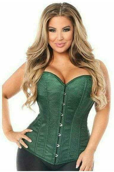 Daisy Corsets Lavish Dark Green Brocade Corset - Daisy Corsets - Flyclothing LLC