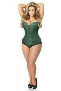Daisy Corsets Lavish Dark Green Brocade Corset - Daisy Corsets - Flyclothing LLC