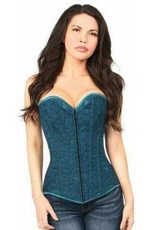 Daisy Corsets Lavish Dark Teal Lace Overbust Corset w/Zipper - Daisy Corsets - Flyclothing LLC