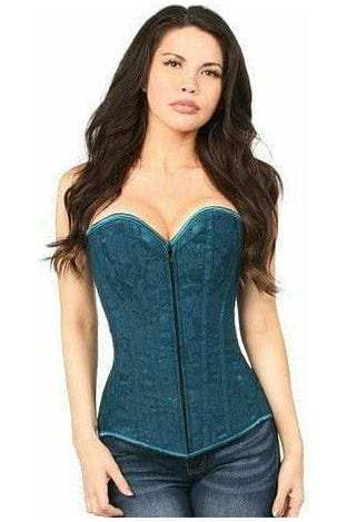Daisy Corsets Lavish Dark Teal Lace Overbust Corset w/Zipper - Daisy Corsets - Flyclothing LLC