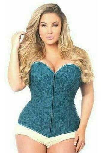 Daisy Corsets Lavish Dark Teal Lace Overbust Corset w/Zipper - Daisy Corsets - Flyclothing LLC
