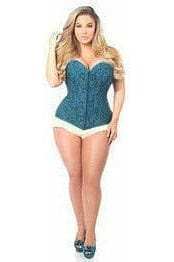 Daisy Corsets Lavish Dark Teal Lace Overbust Corset w/Zipper - Daisy Corsets - Flyclothing LLC