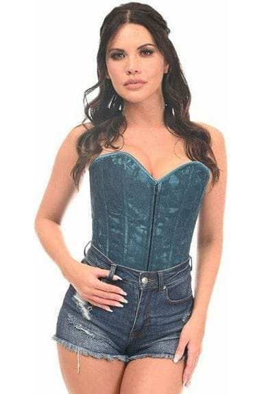 Daisy Corsets Lavish Dark Teal Lace Overbust Corset w/Zipper - Daisy Corsets - Flyclothing LLC
