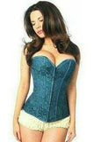 Daisy Corsets Lavish Dark Teal Lace Overbust Corset w/Zipper - Daisy Corsets - Flyclothing LLC