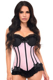 Daisy Corsets Lavish Lt Pink w/Black Lycra Hook & Eye Stretch Bustier Corset - Daisy Corsets - Flyclothing LLC