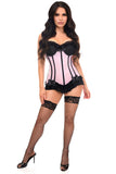 Daisy Corsets Lavish Lt Pink w/Black Lycra Hook & Eye Stretch Bustier Corset - Daisy Corsets - Flyclothing LLC