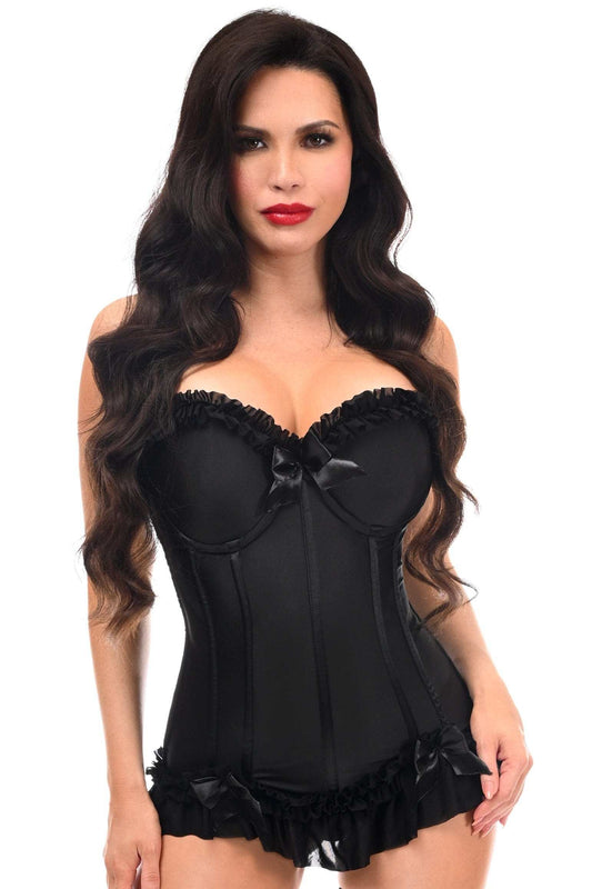 Daisy Corsets Lavish Black Lycra Hook & Eye Stretch Bustier Corset - Daisy Corsets - Flyclothing LLC