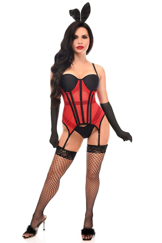 Daisy Corsets Lavish 4 PC Red/Black Sexy Bunny Lingerie Costume - Daisy Corsets - Flyclothing LLC