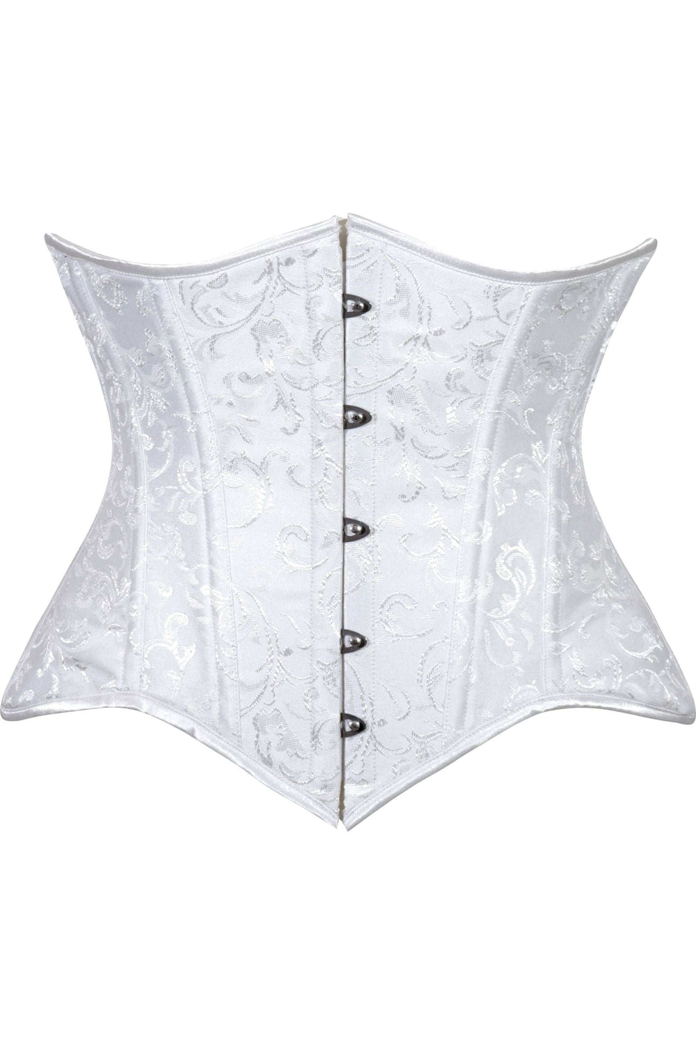 Daisy Corsets Lavish White Brocade Waist Cincher Under Bust Corset w/Front Busk Closure - Daisy Corsets - Flyclothing LLC