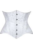 Daisy Corsets Lavish White Brocade Waist Cincher Under Bust Corset w/Front Busk Closure - Daisy Corsets - Flyclothing LLC