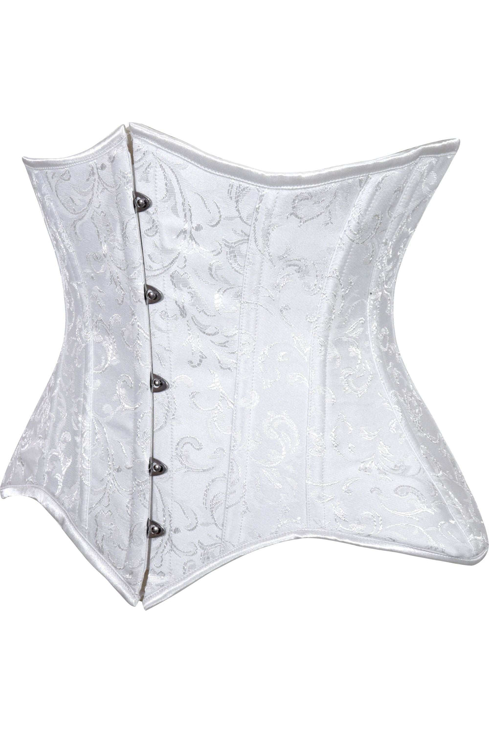 Daisy Corsets Lavish White Brocade Waist Cincher Under Bust Corset w/Front Busk Closure - Daisy Corsets - Flyclothing LLC